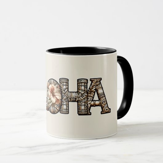 Hawaïaans Polynesisch Aloha Bamboe Look Mok (Voorkant rechts)