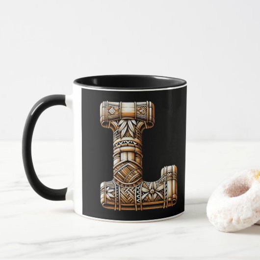Hawaïaans Polynesisch Aloha Letter L Custom Initia Mok (Met donut)