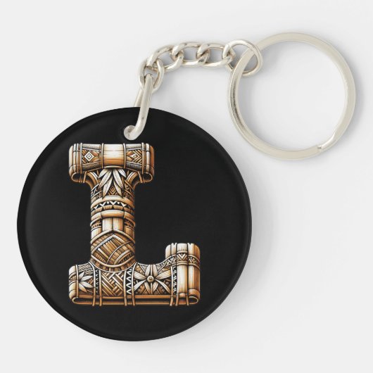 Hawaïaans Polynesisch Aloha Letter L Custom Initia Sleutelhanger (Achterkant)