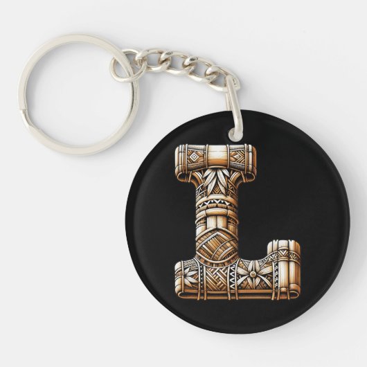 Hawaïaans Polynesisch Aloha Letter L Custom Initia Sleutelhanger (Voorkant)