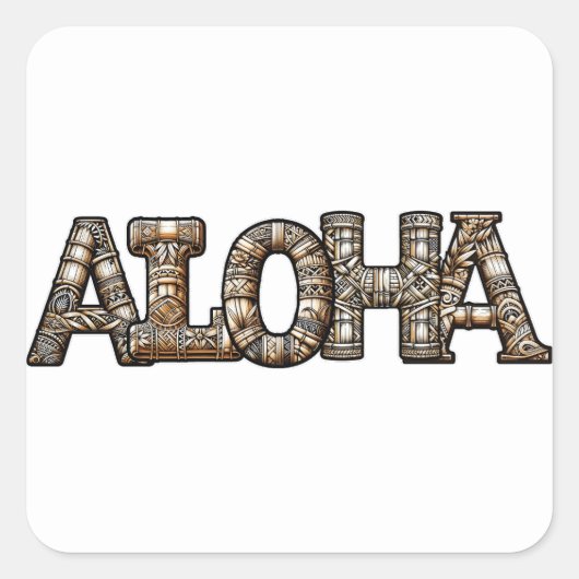 Hawaiaans Polynesisch Luau Feest Bamboo Aloha Vierkante Sticker (Voorkant)