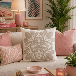 Hawaïaans Quilt Naupaka ontwerp MAUVE Kussen
