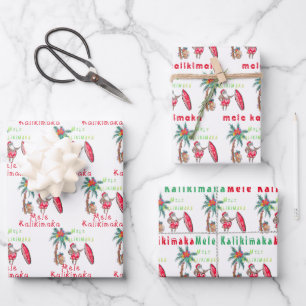 Hawaïaans Santa Mele Kalikimaka inpakpapier
