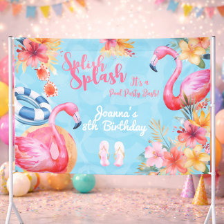 Hawaïaans splash zomer zwembad verjaardagsfeestje spandoek