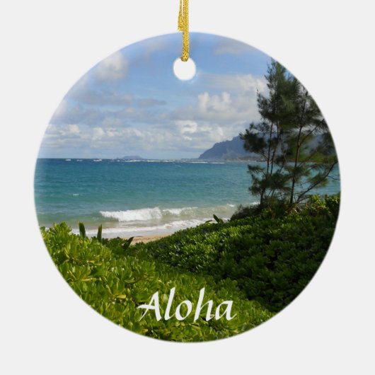Hawaiaans strand Kerstbal Keramisch Ornament (Achterkant)