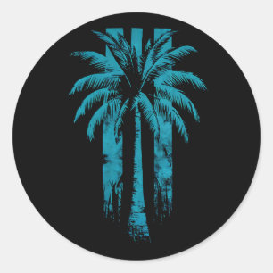 Hawaiaans strand zomer tropische vakantie palmboom ronde sticker