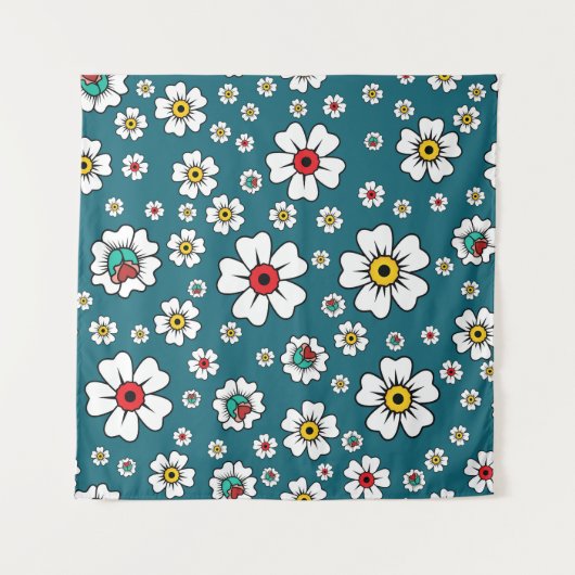 Hawaïaans tropisch bloembehang: abstract ontwerp wandkleed (Voorkant (horizontaal))