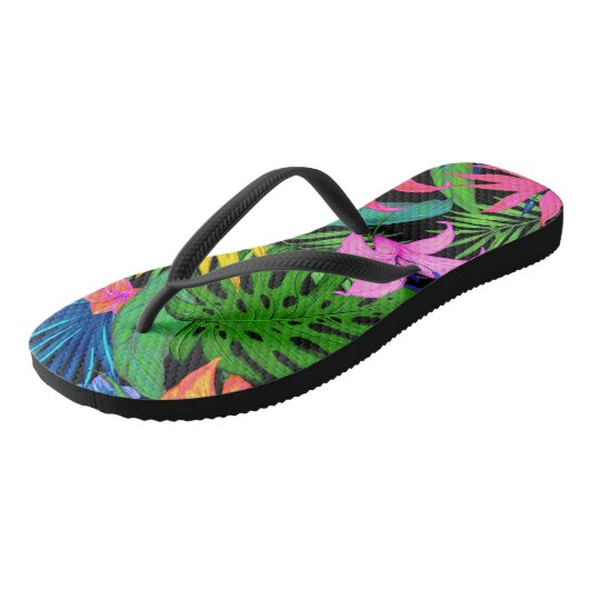 Hawaiaans Tropisch Bloempatroon Teenslippers (Schuin)