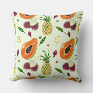 Hawaïaans Tropisch Fruit Patroon Worp Kussen Crème