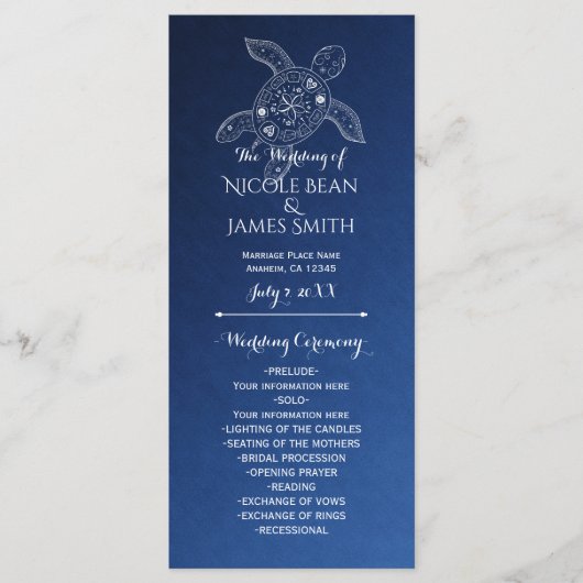 Hawaïaans Zee Turtle White op Blue Beach Programma (Voorkant)