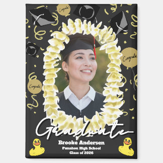 Hawaiaanse Afstudeer Plumeria Lei Confetti Foto Magneet