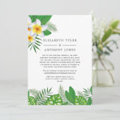 Hawaiaanse Aloha Luau Bruiloft Ingekorte Gastlijst Aankondiging (Staand voorkant)