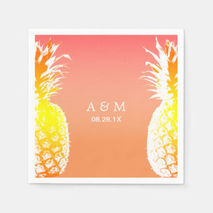 Hawaïaanse Ananas Tropische bruiloft Servetten