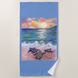 Hawaiaanse babyschelpadden op het strand strandlaken