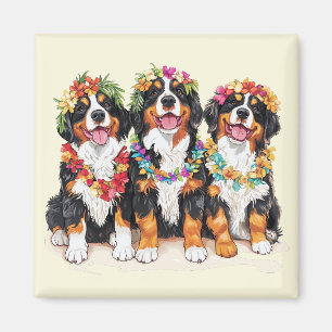 Hawaïaanse Bernese Berghonden Bloemen Lei Magneet