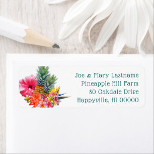 Hawaiaanse Bloemen Ananas Retouradreslabels Etiket