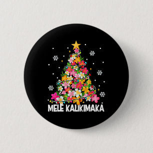 Hawaïaanse Bloemen Kerstboom Mele Kalikimaka Tro Ronde Button 5,7 Cm