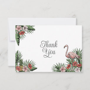Hawaiaanse Flamingo & Hibiscus Dankjewel Bedankkaart