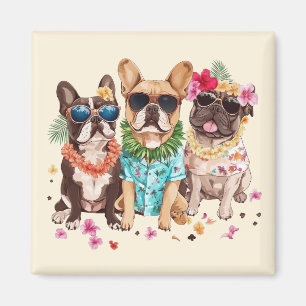 Hawaiaanse Franse Bulldoggen Bloemen Lei Magneet