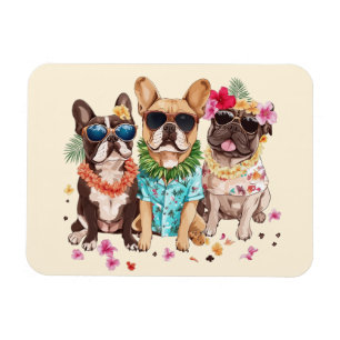 Hawaiaanse Franse Bulldoggen Bloemen Lei Magneet
