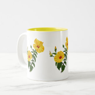 Hawaiaanse gele hibiscus Botanische illustratie  Tweekleurige Koffiemok