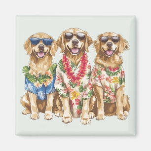 Hawaiaanse Goud Retriever Honden Bloemen Lei Magneet