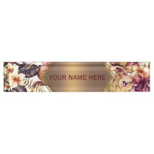 Hawaiaanse Gouden Tropen Elegante Vintage Glamour Naambordje