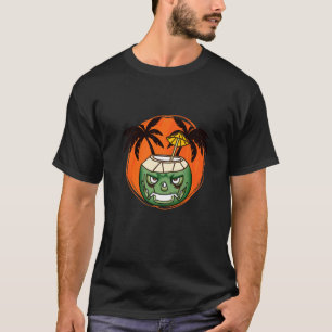 Hawaiaanse Halloween Kokosnoot Gezicht Jack O Lant T-shirt