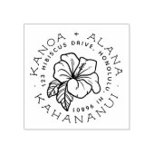 Hawaïaanse Hibiscus | Terugkeeradres echtpaar Rubberstempel (Afrduk)