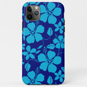 HAWAIAANSE HULA (HIBISCUS) DONKER/LICHTBLAUW iPhone 11 PRO MAX HOESJE