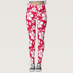 HAWAIAANSE HULA (HIBISCUS) RODE LEGGINGS