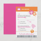 Hawaiaanse Huwelijks RSVP Bevestigings-Boordpas Kaart (Voorkant / Achterkant)