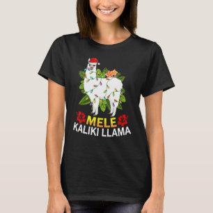 Hawaiaanse Kerst Llama Lichten Mele Kalikimaka Lla T-shirt