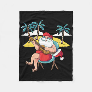 Hawaiaanse Kerstman Hawaiaanse Gitaar Kerstmis In Fleece Deken