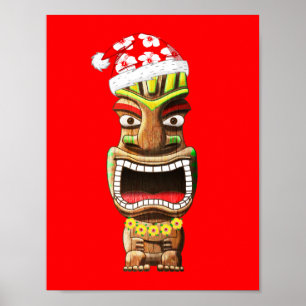 Hawaiaanse Kerstman Santa Tiki Poster