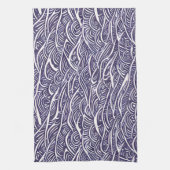 Hawaïaanse Linocut Waves en Surf Theedoek (Verticaal)