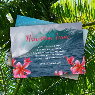 Hawaiaanse Luau-feestuitnodiging met golven die te Kaart