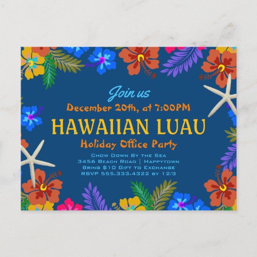 Hawaiaanse Luau Vakantie Kantoorfeest Hibiscus Briefkaart (Voorkant)