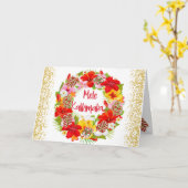 Hawaiaanse Mele Kalikimaka Kerstkrans  Kaart (Gele Bloem)