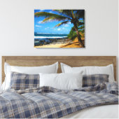 Hawaïaanse palmboom omwikkeld canvas afdruk (Insitu (Slaapkamer))