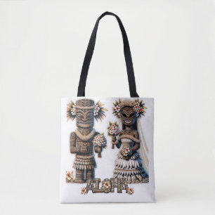 Hawaiaanse Polynesische Tiki Bruid en Bruidegom Tr Draagtas