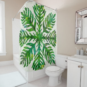 Hawaïaanse print quilt lauae varen douchegordijn