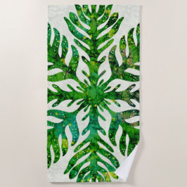 Hawaïaanse print quilt lauae varen strandlaken