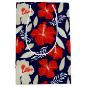 Hawaïaanse print rode hibiscus medium cadeauzakje (Voorkant)