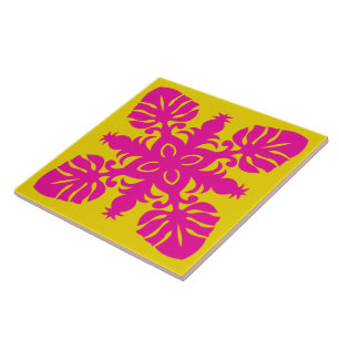 hawaïaanse quilt gestileerde decoratieve keramisc tegeltje