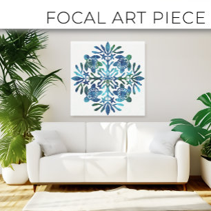 Hawaïaanse Quilt Honu ( zeeen schildpad ) Canvas Afdruk