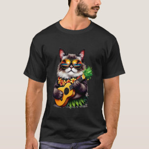 Hawaiaanse Ragdoll Kat & Ananas Ukulele Zomer Vak T-shirt