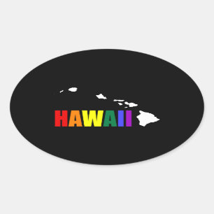 Hawaïaanse regenboog 3 ovale sticker