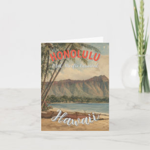 Hawaiaanse reis Honolulu Mid-Pacific in vintage st Feestdagen Kaart