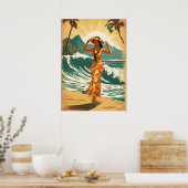  Hawaïaanse reizen Honolulu Mid-Pacific Poster (Keuken)